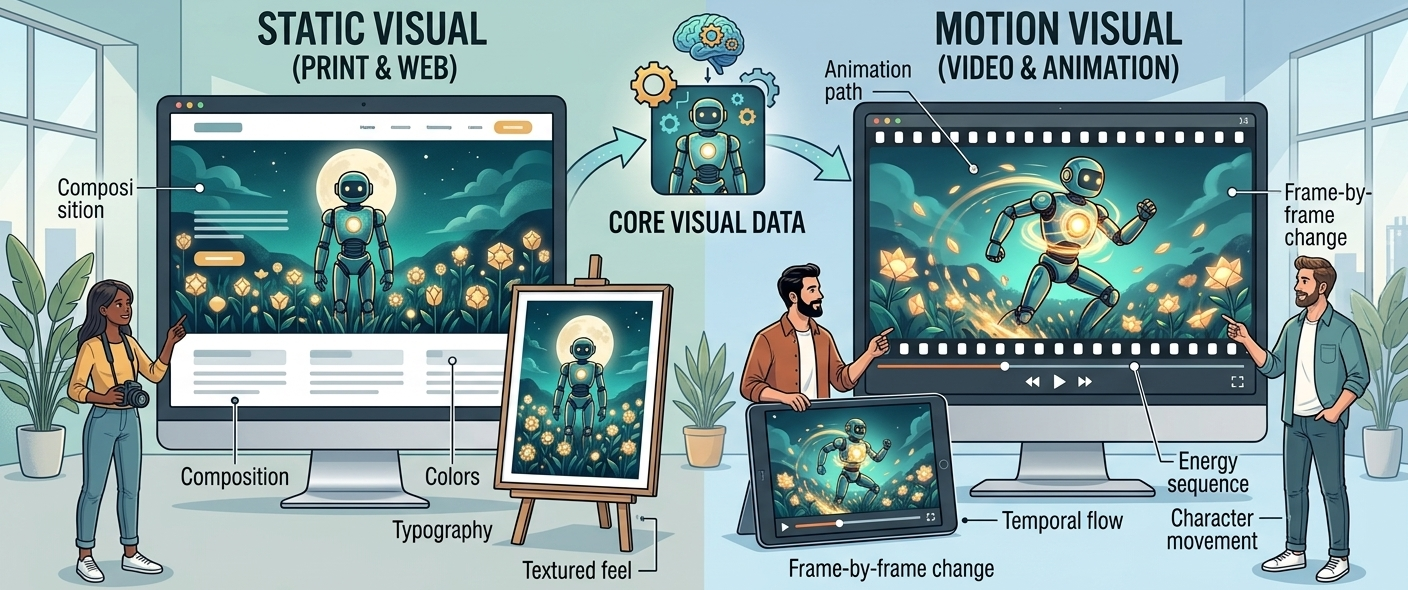 Static or Motion: How the Same Visual Changes Impact